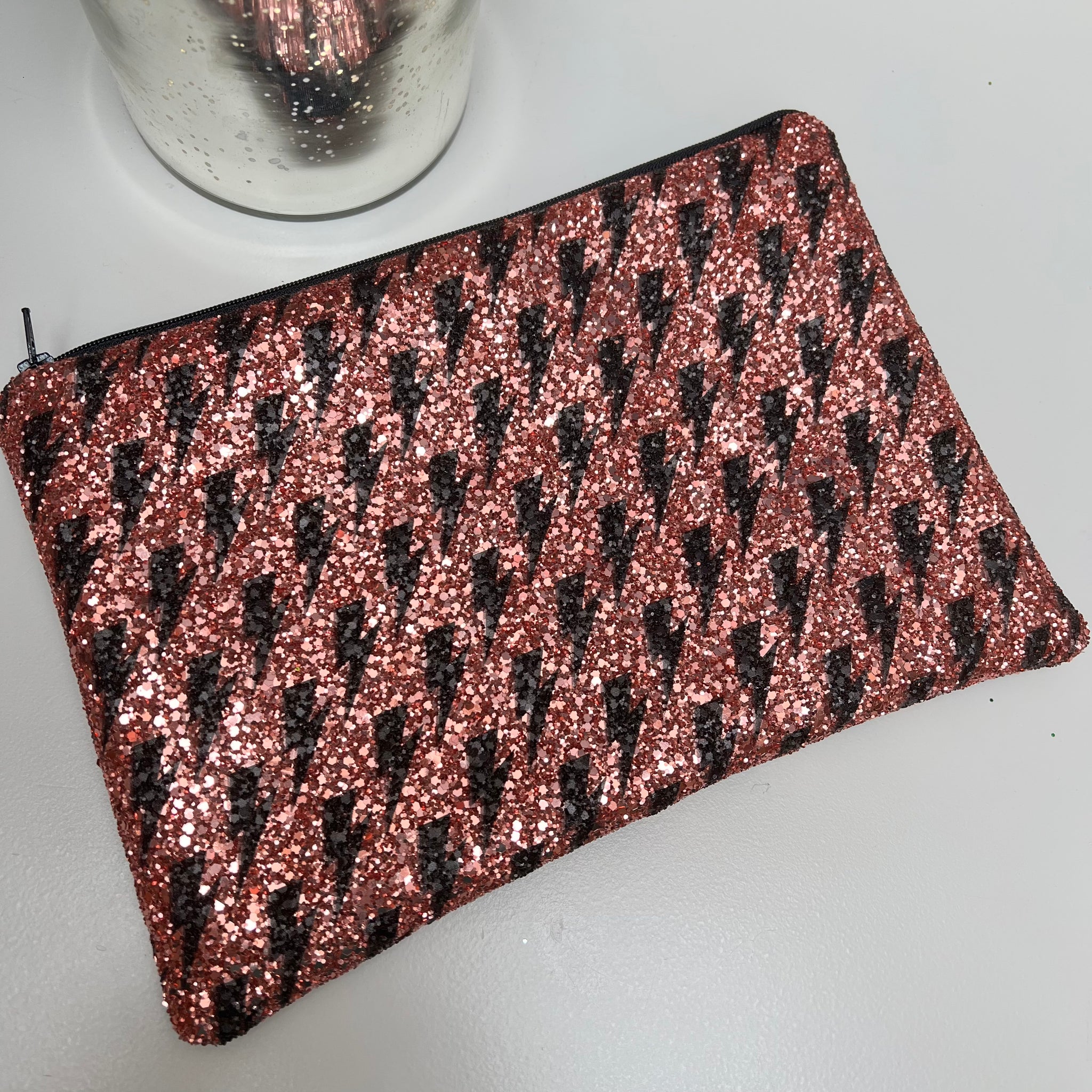 Rose gold sequin hot sale clutch bag